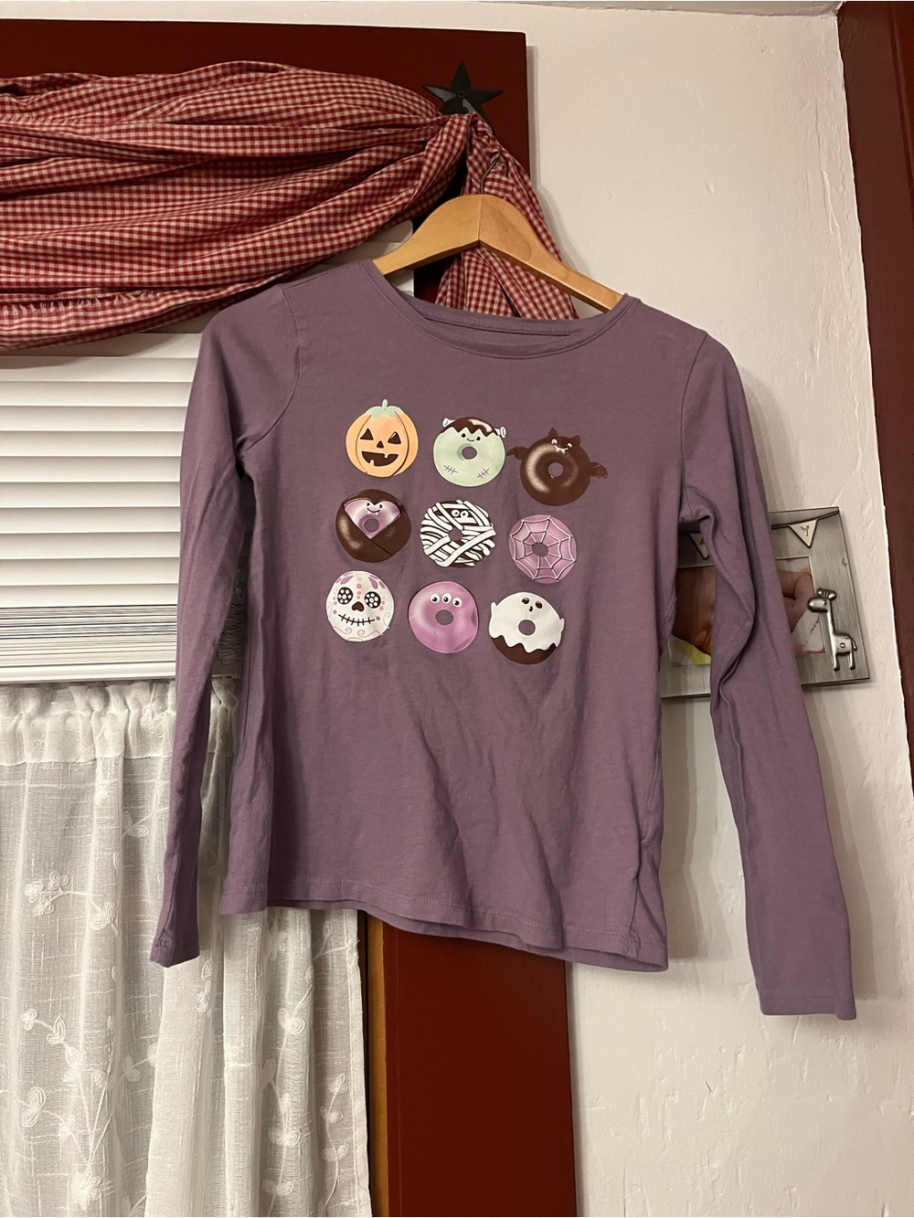 Girls' Purple Halloween Donut Graphic Long-Sleeve Top